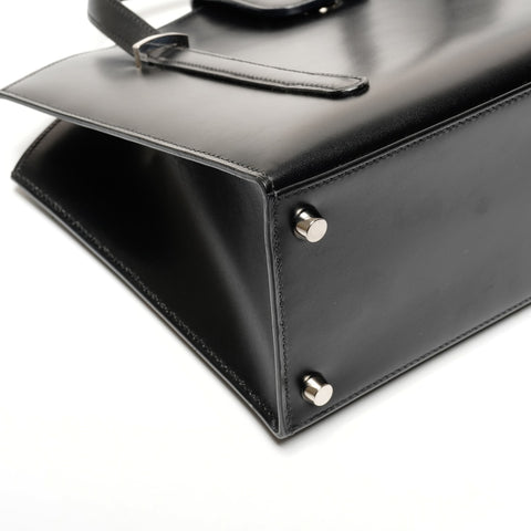 HERMES � C stamped 1999 Linn watch with clock Shoulder Bag black WS25586