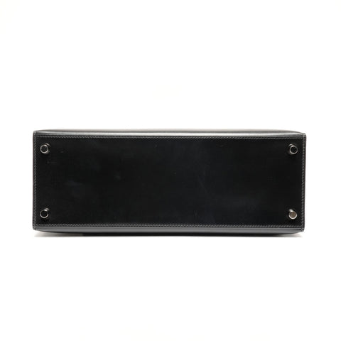 HERMES � C stamped 1999 Linn watch with clock Shoulder Bag black WS25586