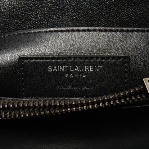 YVES SAINT LAURENT Lulu Small Top Handle Chain Silver Metal Shoulder Bag black WS25587