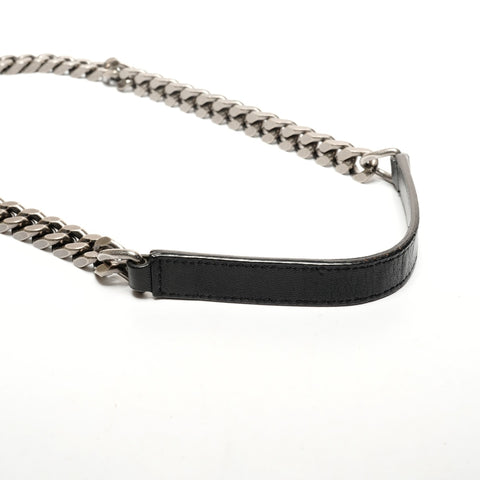 YVES SAINT LAURENT Lulu Small Top Handle Chain Silver Metal Shoulder Bag black WS25587