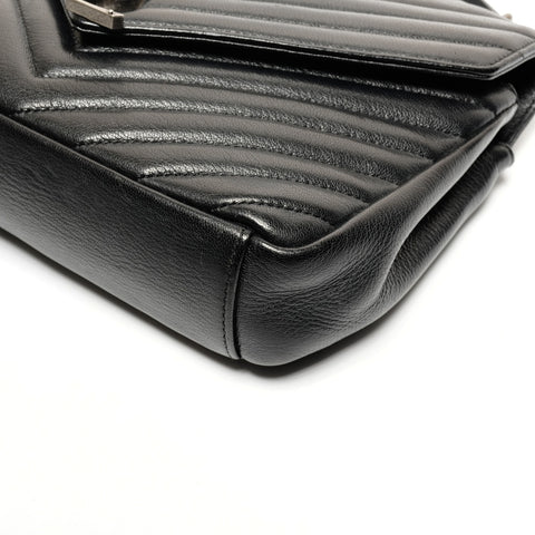 YVES SAINT LAURENT Lulu Small Top Handle Chain Silver Metal Shoulder Bag black WS25587