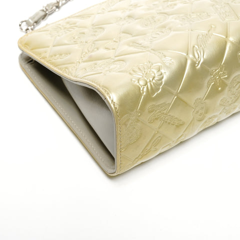 CHANEL No. 13 2009-2010 Patent Leather Icon Motif Chain Shoulder Bag gold WS25591