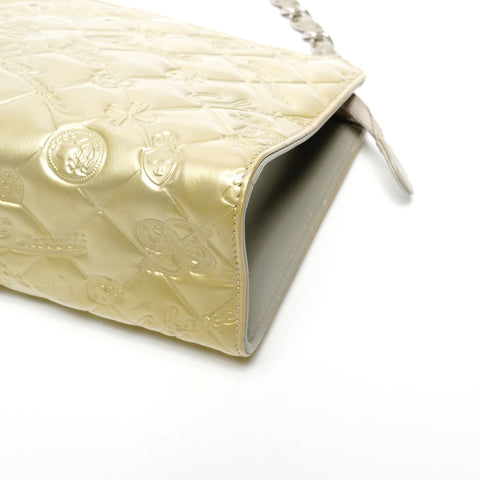 CHANEL No. 13 2009-2010 Patent Leather Icon Motif Chain Shoulder Bag gold WS25591