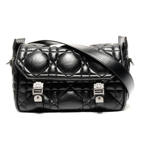 Christian Dior Canop Small Macrocannage Shoulder Bag black WS25592