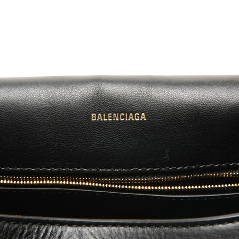 BALENCIAGA Balenciaga Medium Downtown Leather Shoulder Bag black WS25593