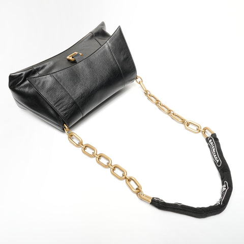 BALENCIAGA Balenciaga Medium Downtown Leather Shoulder Bag black WS25593