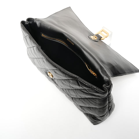 BALENCIAGA Leather Crush Clutch bag black WS25594