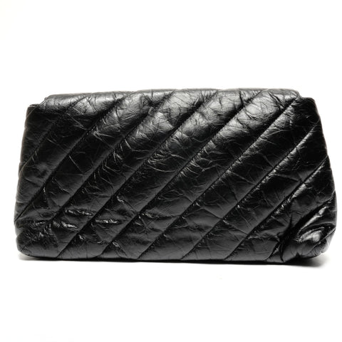 BALENCIAGA Leather Crush Clutch bag black WS25594