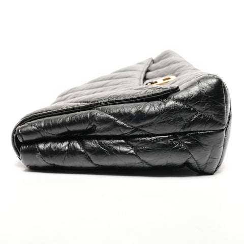 BALENCIAGA Leather Crush Clutch bag black WS25594