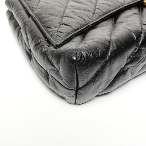 BALENCIAGA Leather Crush Clutch bag black WS25594