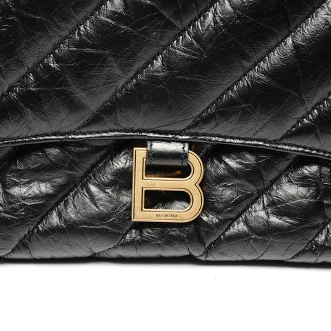 BALENCIAGA Leather Crush Clutch bag black WS25594