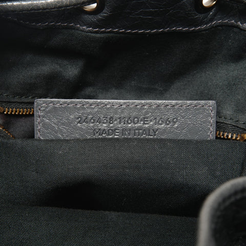 BALENCIAGA Lambskin Mini Pompon Leather Shoulder Bag gray WS25595