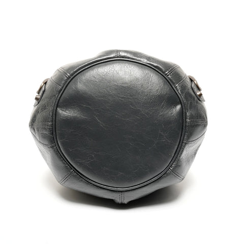 BALENCIAGA Lambskin Mini Pompon Leather Shoulder Bag gray WS25595