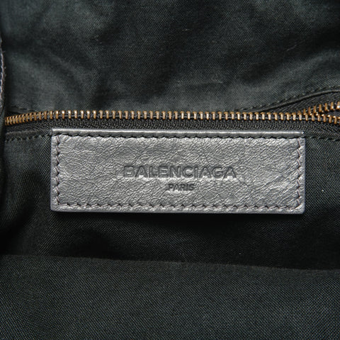 BALENCIAGA Lambskin Mini Pompon Leather Shoulder Bag gray WS25595