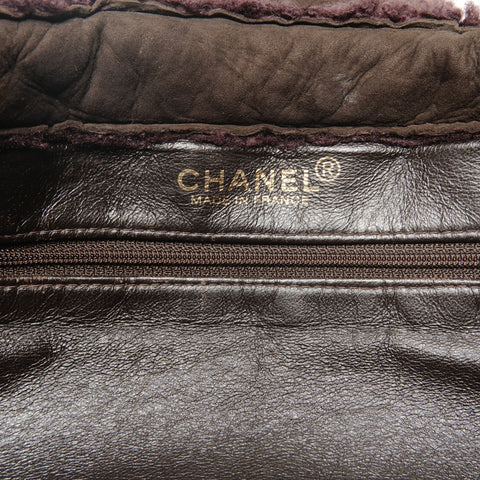 CHANEL No. 5 1997-1999 Mouton Suede Turnlock COCO Mark Shoulder Bag Brown WS25596