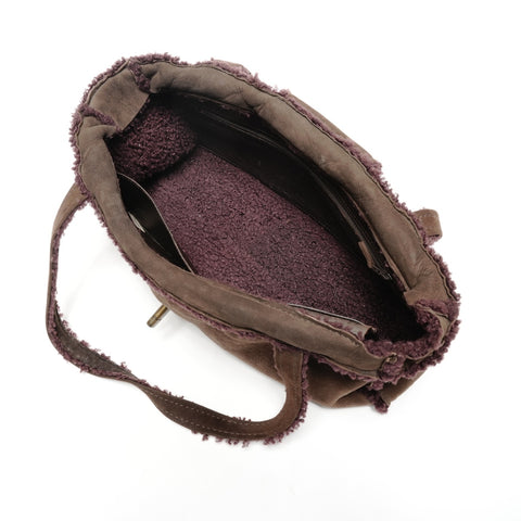 CHANEL No. 5 1997-1999 Mouton Suede Turnlock COCO Mark Shoulder Bag Brown WS25596