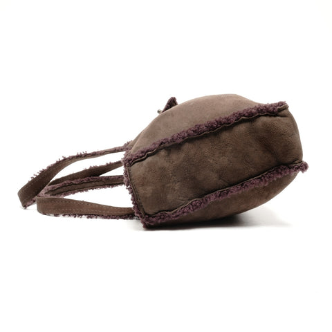 CHANEL No. 5 1997-1999 Mouton Suede Turnlock COCO Mark Shoulder Bag Brown WS25596