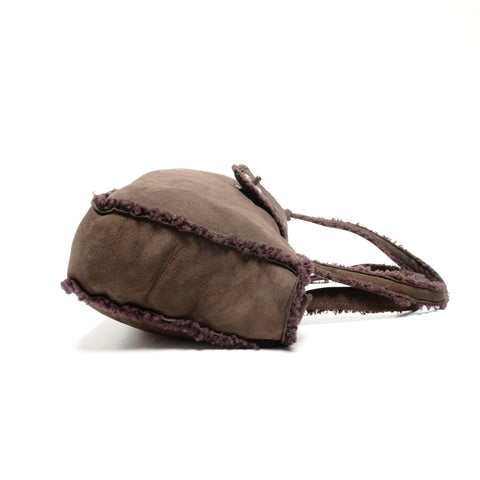 CHANEL No. 5 1997-1999 Mouton Suede Turnlock COCO Mark Shoulder Bag Brown WS25596