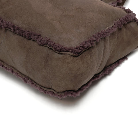 CHANEL No. 5 1997-1999 Mouton Suede Turnlock COCO Mark Shoulder Bag Brown WS25596