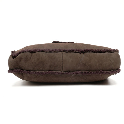 CHANEL No. 5 1997-1999 Mouton Suede Turnlock COCO Mark Shoulder Bag Brown WS25596