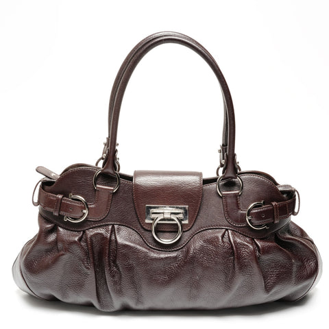 Salvatore Ferragamo Gancini leather Shoulder Bag Brown WS25597