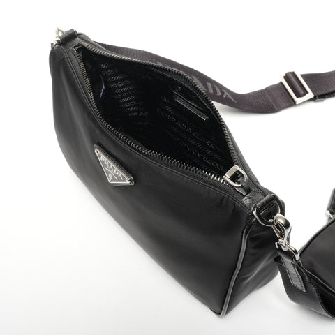 PRADA Re-Nylon Saffiano Pouch with Triangle Logo, Black, 2VH113 Shoulder Bag black WS25599