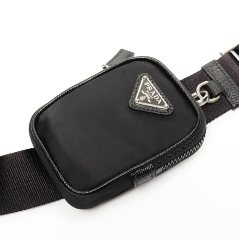 PRADA Re-Nylon Saffiano Pouch with Triangle Logo, Black, 2VH113 Shoulder Bag black WS25599