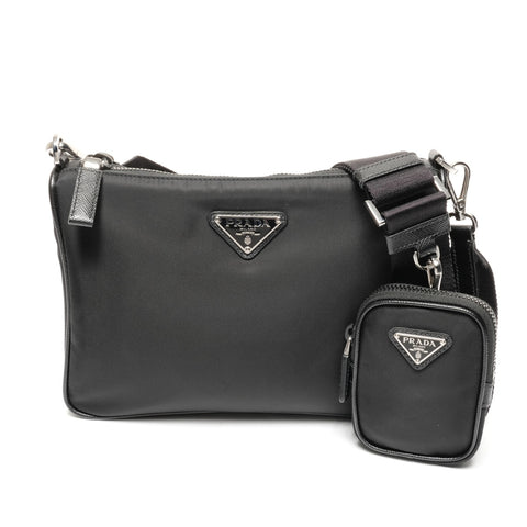 PRADA Re-Nylon Saffiano Pouch with Triangle Logo, Black, 2VH113 Shoulder Bag black WS25599