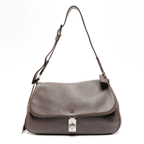 PRADA leather Shoulder Bag gray WS25600