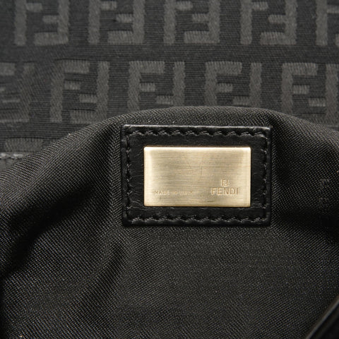 FENDI Zucchino canvas and leather one belt Shoulder Bag black WS25601