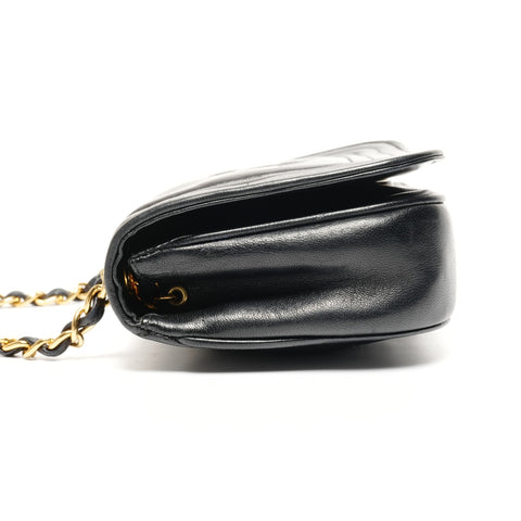 CHANEL 0 Series 1986-1988 Lambskin Mini Flap COCO Mark Shoulder Bag black WS25602