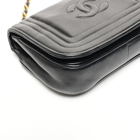 CHANEL 0 Series 1986-1988 Lambskin Mini Flap COCO Mark Shoulder Bag black WS25602
