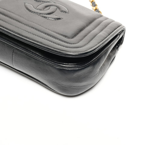 CHANEL 0 Series 1986-1988 Lambskin Mini Flap COCO Mark Shoulder Bag black WS25602