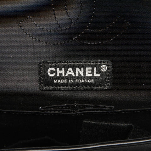 CHANEL 23 Series 20016-2017 Double Flap Chain Leather Two-Tone Shoulder Bag White black WS25606