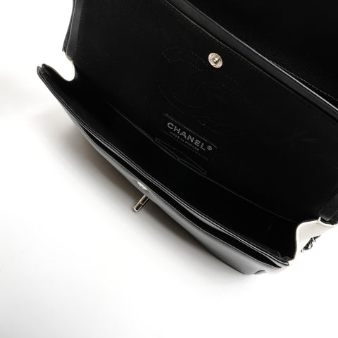 CHANEL 23 Series 20016-2017 Double Flap Chain Leather Two-Tone Shoulder Bag White black WS25606