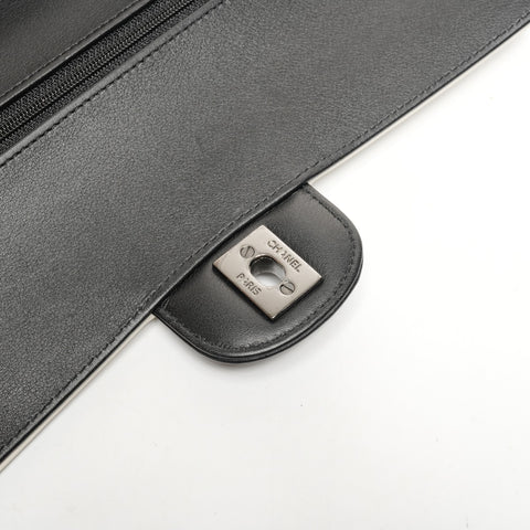 CHANEL 23 Series 20016-2017 Double Flap Chain Leather Two-Tone Shoulder Bag White black WS25606