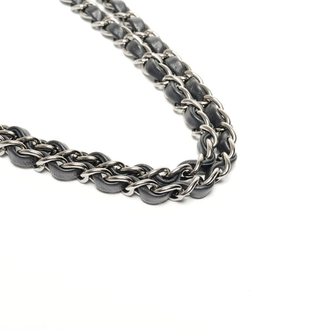 CHANEL 23 Series 20016-2017 Double Flap Chain Leather Two-Tone Shoulder Bag White black WS25606