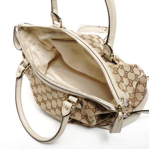 GUCCI Sukey GG Canvas White 2way Shoulder Bag beige WS25609