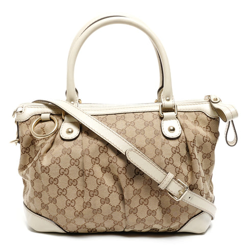 GUCCI Sukey GG Canvas White 2way Shoulder Bag beige WS25609