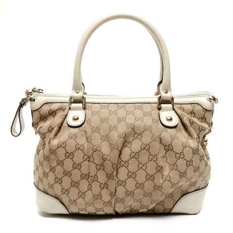 GUCCI Sukey GG Canvas White 2way Shoulder Bag beige WS25609