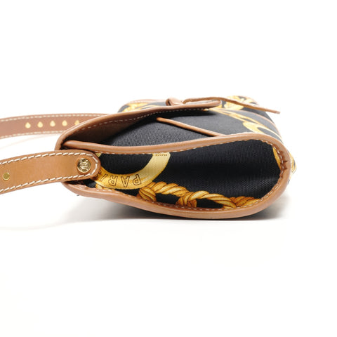 CELINE Canvas one belt Chain print Shoulder Bag black WS25612