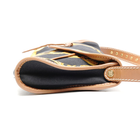 CELINE Canvas one belt Chain print Shoulder Bag black WS25612