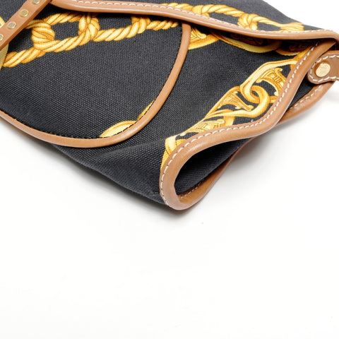 CELINE Canvas one belt Chain print Shoulder Bag black WS25612