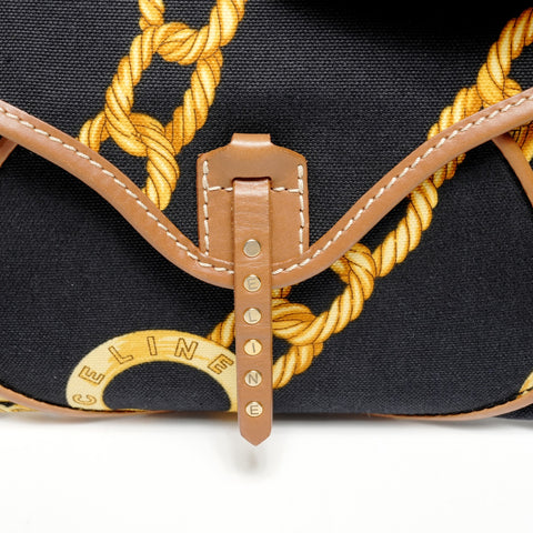 CELINE Canvas one belt Chain print Shoulder Bag black WS25612