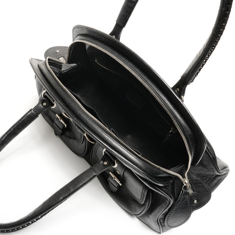 Christian Dior Galliano Streak Chic Leather Boston Bag Shoulder Bag black WS25613