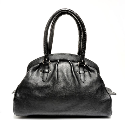 Christian Dior Galliano Streak Chic Leather Boston Bag Shoulder Bag black WS25613