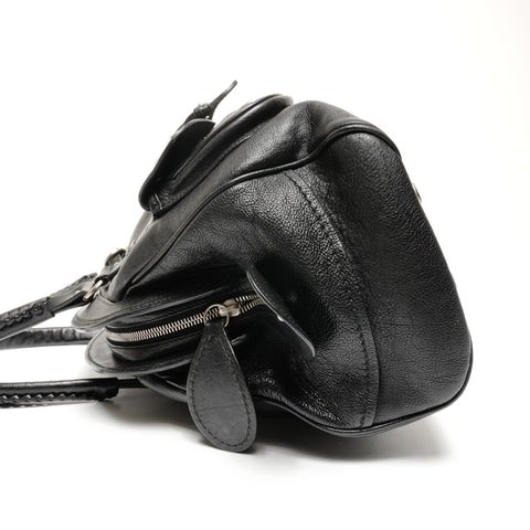 Christian Dior Galliano Streak Chic Leather Boston Bag Shoulder Bag black WS25613