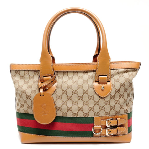 GUCCI GG Canvas Shoulder Bag Sherry Tote Bag beige WS25614