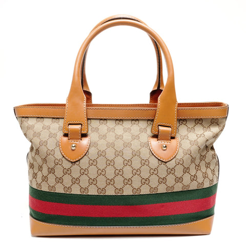 GUCCI GG Canvas Shoulder Bag Sherry Tote Bag beige WS25614