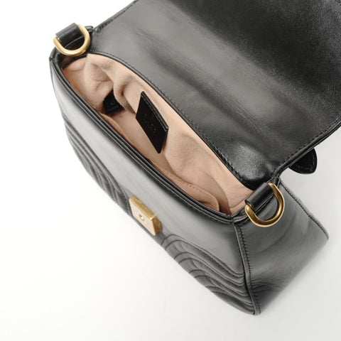 GUCCI GG Marmont top handle leather 2-way bag Shoulder Bag black WS25616